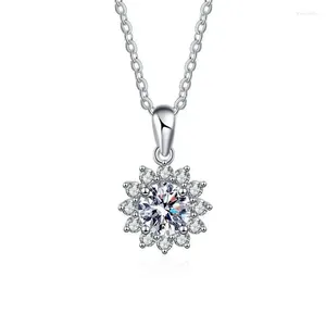 Chaînes Zfsilver Mode Pt950 Classique 925 Argent Moissanite Luxe Tournesol Collier Pour Femmes Accessoires Charms Bijoux De Mariage Cadeau