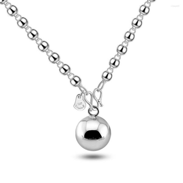 Chaînes Ziqiudie925 argent Sterling boule cloche collier mode femmes longue chaîne de chandail bouddhiste perle bijoux classiques