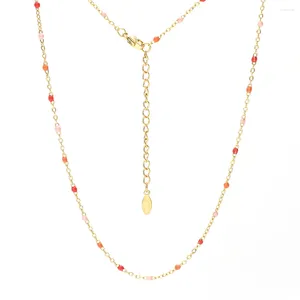 Chaînes Zmzy rose en acier inoxydable lien câble chaîne mode or couleur satellite émail perles collier pour femmes chic cadeau d'été