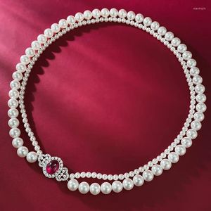 Cadenas Zoca Blanco Natural Shell Collar de perlas 925 Joyería de plata esterlina Joyería de plata de ley Ágata roja Grado Precio al por mayor