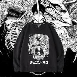 Chainsaw Man Collaboration Kleidung Anime Chainsaw Man Hayakawa Herbst Perimeter Sweatshirt Herren Langarm Fleece Print Herbst und Winter