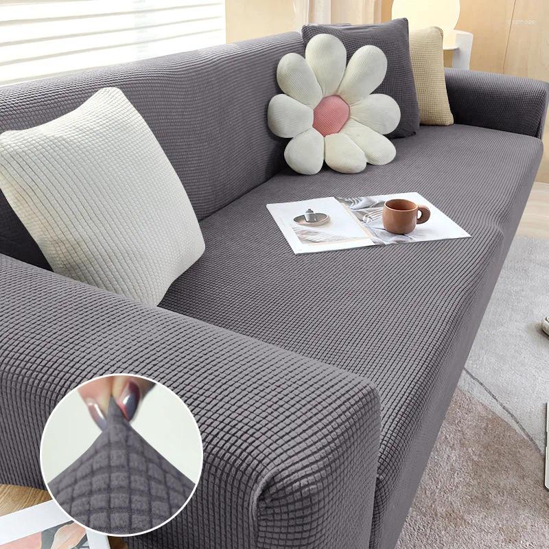 Couvre-chaises 1/2/3/4 Couvercle canapé élastique de siège pour le salon Polar Fleece Couch L en forme de chaise longue Longue Hlebcovers Meubles Protecteur