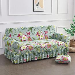 Fundas para sillas 1, 2, 3, 4 plazas, flores nórdicas, sofá elástico, cubierta de falda de LICRA elástica para sala de estar, fundas de sofá universales