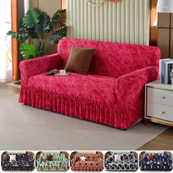 Fundas para sillas 1/2/3/4 plazas Sofá impreso Funda de falda Sillón elástico Sofá Sofás en forma de L Toalla para sala de estar Protector de muebles