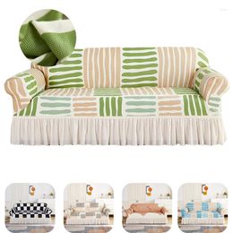 Chair Covers 1/2/3/4 Seater Sofa Cover For Living Room Elastic Plaid L Shape Corner Couch With Skirt Non-slip Slipcover Home El