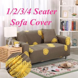 Fundas para sillas 1/2/3/4 plazas Sun Flowers Sofá Funiture Cover Couch Protect Loveseat Slipcover Todo incluido Antideslizante