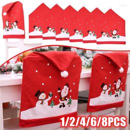 Cubiertas de la silla 1/2/4/6/8pcs Creative Santa Claus Snow Man de nieve Decoraciones de Navidad no tejidas de Navidad