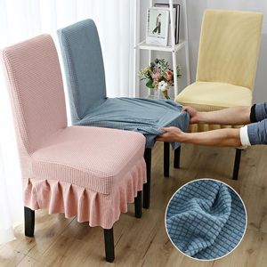 Couvre-chaise 1/2/4 / 6pcs Jacquard Cover Elastic Polar Fleece Jupe Style pour salle de restauration Étui à tabouret lavable amovible