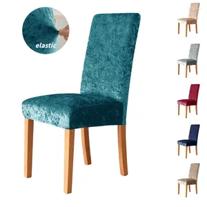 Stoelhoezen 1/2/4/6st Zacht Fluweel Eetkamer Elastisch All-inclusiv Stoelen Kussenovertrekken Effen Kleur Zetelbeschermhoes Home Decor