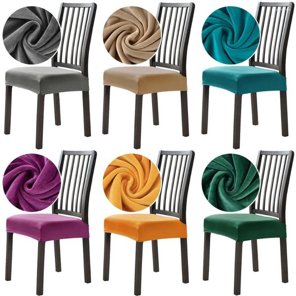 Couvoirs de chaise 1/2/4/6pcs Velvet Cushion Cover Elasticity Spandex amovible pour la salle à manger Protecteur de bureau