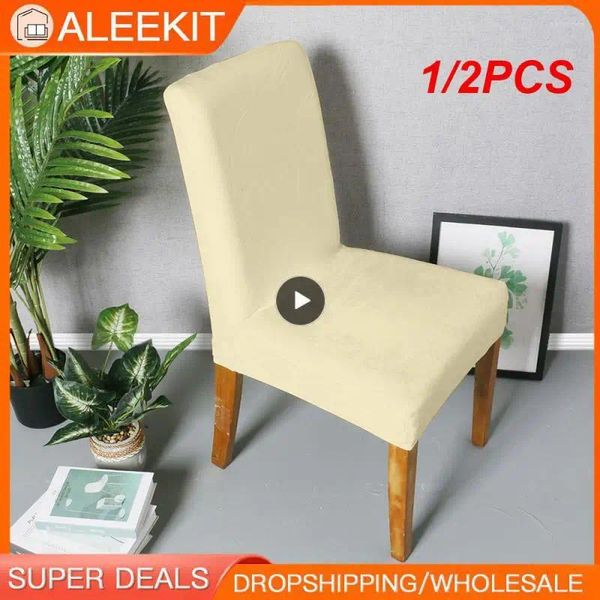 Couvre-chaise 1 / 2pcs High Back XL Taille Cover Golden Diamond Velvet Stretch pour salle à manger Banquet de mariage Spandex Home