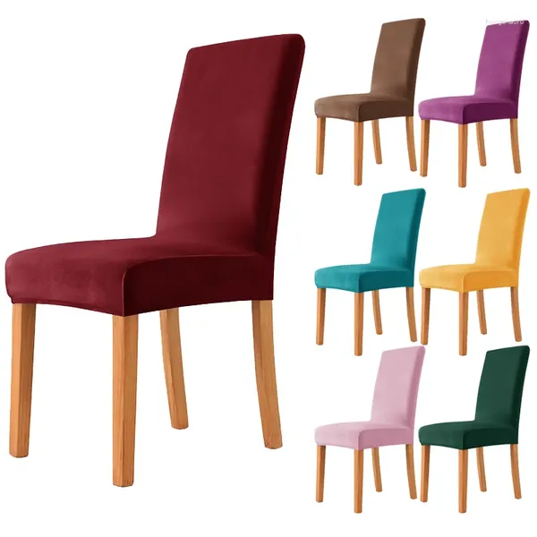 Cubiertas para sillas 1/2 unids Cubierta de color sólido Cocina Comedor Tela de terciopelo Elástico Slipcover Protector de muebles Decoración de la sala de estar de la boda