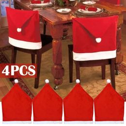 Couvre-chaise 1-4pc couverture de Noël Red Santa Claus Hat Dining for Year Merry Party Home Kitchen Table Decor