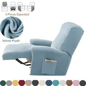 Housses de chaise 1 place housse de canapé inclinable en velours extensible fauteuil garçon paresseux housses simples élastiques pour salon couleur unie