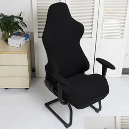 Stoelhoezen 1 vaste gamingstoel er spandex kantoor elastische fauteuil stoel ers voor computerstoelen slipers woning de chaise drop delive dhkwn