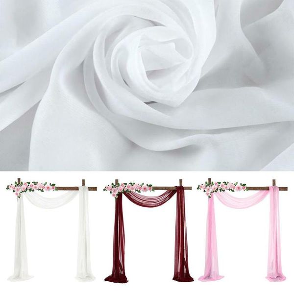 Cubiertas de silla 1 x Cortina de gasa Arco de boda tela tela de fondo cortinas de drapeas bufanda ceremonia de novia Vino rojo / rosa blanco 70 550 cm