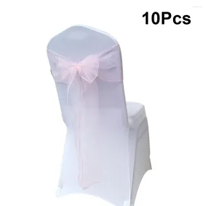 Couvre-chaise 10pcs Bowknot conçu du ruban sans cravate de mariée de la ceinture el banquet couverture de la décoration arrière (rose)