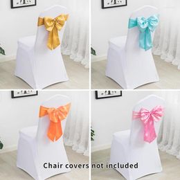 Couvre de chaise 10pcs / lot Sabouts spandex Bow Elastic Band Stretch pour le mariage Party Noël décoration de douche d'anniversaire