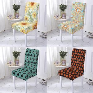 Cubiertas para sillas 1pc / 4pc Funda con estampado de flores Chaise de Bar Cocina Comedor Escritorio Poliéster El