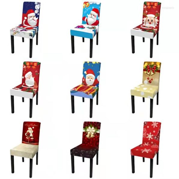 Fundas para sillas 1 pieza Navidad Santa impreso elástico sillas de comedor funda para asiento de cocina decoración del hogar Xx02