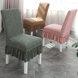Couvre-chaise 1pc couverture de salle à manger extensible avec une jupe à volants amovible mobilier élégant facile à ajuster