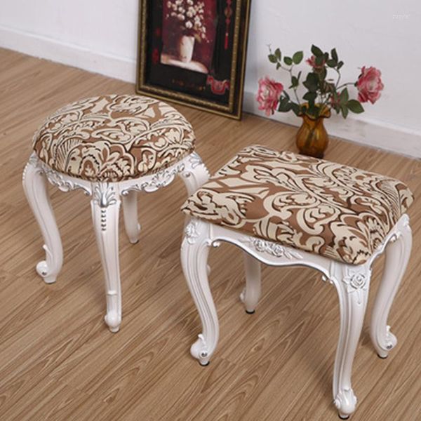 Housses de chaise 1Pc siège de maquillage européen tabouret carré rond housse de vinaigrette Spandex Stretch housse élastique