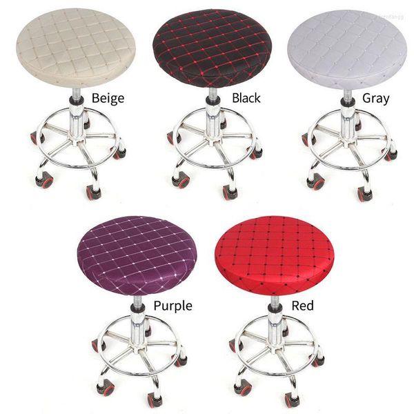 Housses de chaise 1PC tabourets de bar en treillis siège rond housse de coussin coussins manches coton tissu salon de coiffure protecteur meubles décor à la maison multicolore