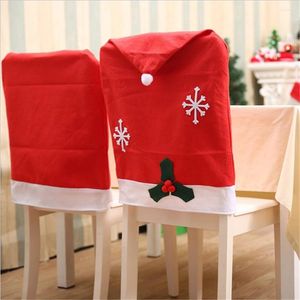 Stoelhoezen 1 pc Red Christmas Snowflake Cover niet-geweven stof Diy Xmas Festival Party Year Decor