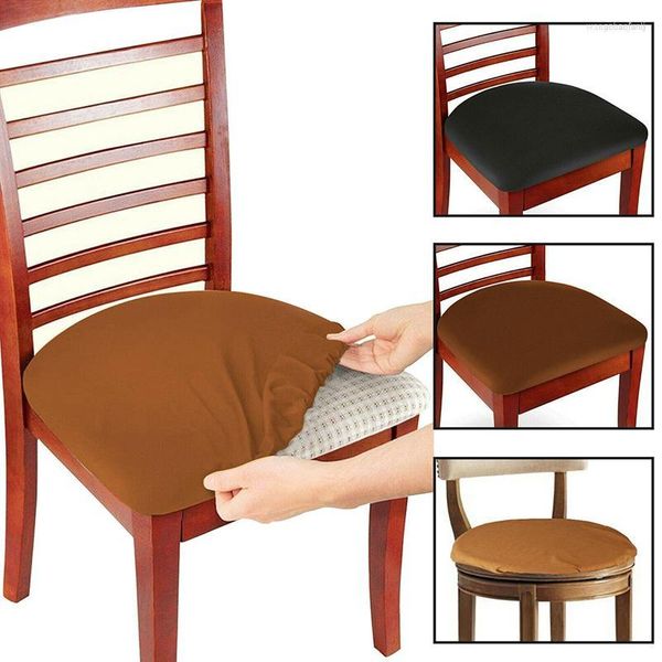 Cubiertas de silla 1pc extraíble spandex comedor asiento lavable cojín elástico para oblongo cuadrado redondo