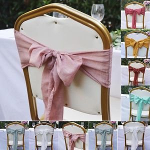 Couvre la chaise 1pc Crystal Bow Tie nœud nœud d'anniversaire de mariage Party El Decoration en gros Snow Shimmer Silk Band