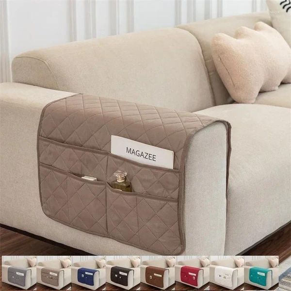 Housses de chaise 1pc canapé accoudoir stockage amovible extensible meubles bras protecteur couleur unie lavable sac portable salon