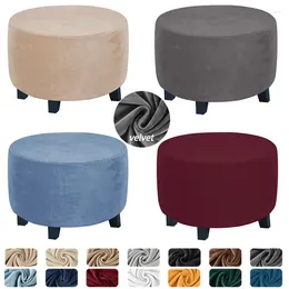 Couvre-chaise 1 pc Velvet Soft Velvet Tabouret ottoman Couverture élastique Terre de chaussée tout compris Color Round Protector Case pour le salon