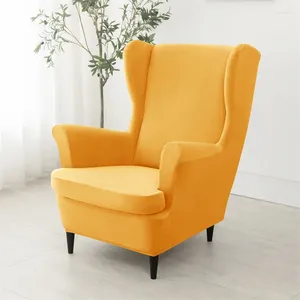 Housses de chaise 1PC Stretch Wing élastique Anti-sale velours Wingback fauteuil couverture simple Relax canapé avec coussin de siège