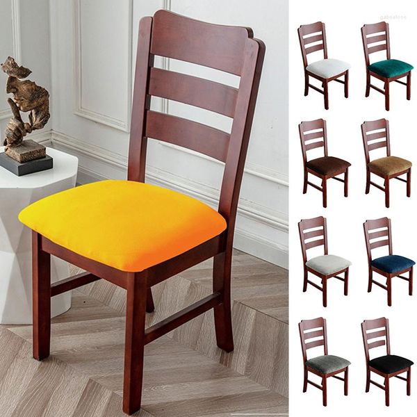Housses de chaise 1pc imperméable à l'eau amovible housse de siège de salle à manger velours extensible coussin housse chaises anti-poussière