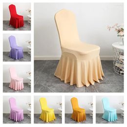 Couvre-chaise 1pc Jupe de mariage Style Spandex Lycra Universal Ruffled El Banquet Birthday Party Show Decoration Rucched épais