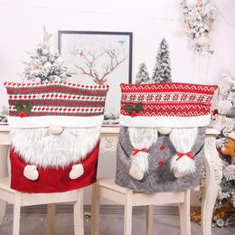 Housses de chaise 1 pièces noël classique suédois Gnome salle à manger dos élastique extensible couverture pour la décoration de fête de vacances à la maison