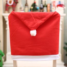 Cubiertas de sillas 1 unids Cubierta de Navidad Sombrero rojo de Santa Claus Comedor para el año Feliz Fiesta Decoración de la mesa de la cocina del hogar