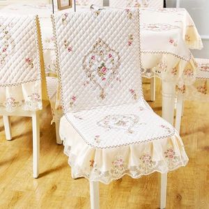 Couvre-chaise 1pcs Cover Seat Wedding Lace Lace Home Dining Flower Imprimer Robe chambre à coucher