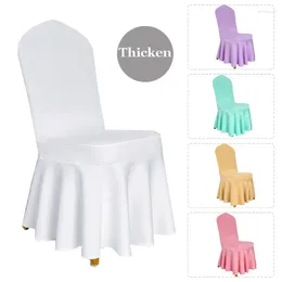 Cubiertas de silla 1 unids elástico espesar spandex sundress cubierta falda tela para el boda fiesta de cumpleaños eventos comedor decoración del asiento