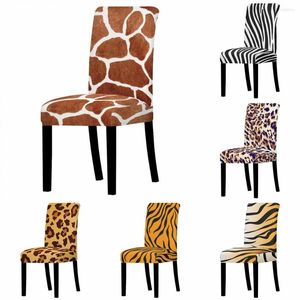 Housses de Chaise 1 pcs Léopard Couverture Élastique Moderne Fourrure D'animal Motif Dîner Table Chaises Cas Décoration de La Maison Stretch Sièges Jaune