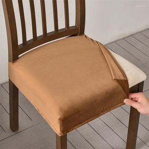 Couvre-chaise 2 / 4pcs Velvet Dining Cover Chairs Elastic Colorde Couleur solide siège rembourré Case de protection Home Decor lavable