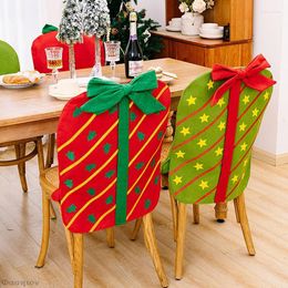 Housses de chaise 2023 Bow Decor Gift Box Cover Christmas For Home Xmas Ornements Santa Claus Navidad Merry