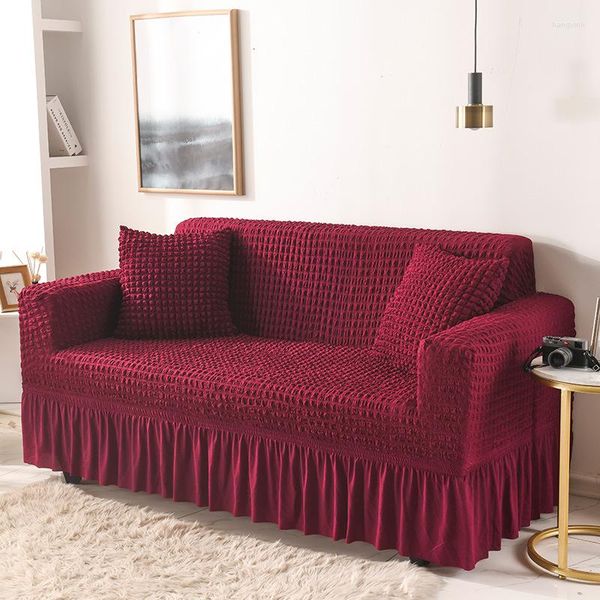 Housses de chaise 2023 Couverture de canapé en tissu de couleur unie de style luxe léger tout compris dentelle coréenne universelle