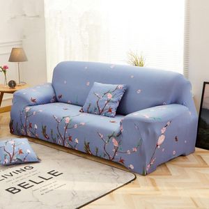 Housses de chaise 2023 housse de canapé fleur de pêcher Stretch bleu canapé Cubre printemps couleur pour salon causeuse