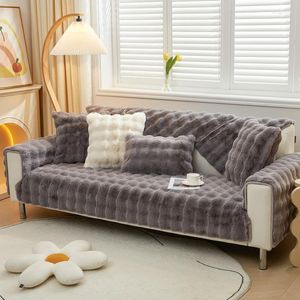 Stoelhoezen 2023 Dikke Bubble Velvet Non-Slip Sectional Sofa handdoek Winter Winter Warm Super zachte pluche deksel huidvriendelijke L-vormige bank