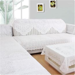 Stoelhoezen 2023 Wit Pure Sofa Handels Dustbestendig vier seizoenen Universele handdoek Antiskid Cushion Moderne rugleuning omslag