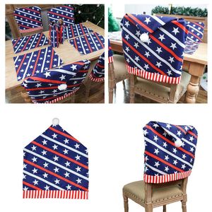 Couvre-chaise 2024 Journée indépendante drapeau américain Dining Patriotic Decor Home Decorations Indoor L5