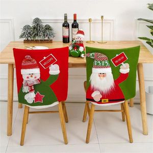 Couvre-chaises 2024 Santa Snowman Cover Sleve Orneve Decoration de décoration de Noël Dîner Back Cover Home Party décorations 87ha