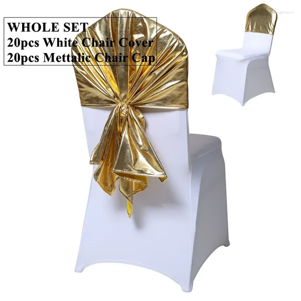 Couvre-chaise 20pcs Banquet blanc couverture en spandex avec un capot de 70x130 cm pour la décoration des événements de mariage