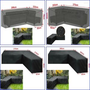 Cubiertas de silla 210D impermeable y cubierta de polvo de la esquina de la cubierta del polvo Sofá Patio de jardín en forma de L Negro